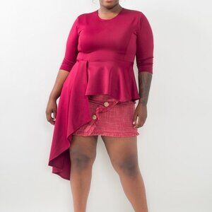 Ladies Plus Size Asymmetrical Plume Blouse New Size 3X